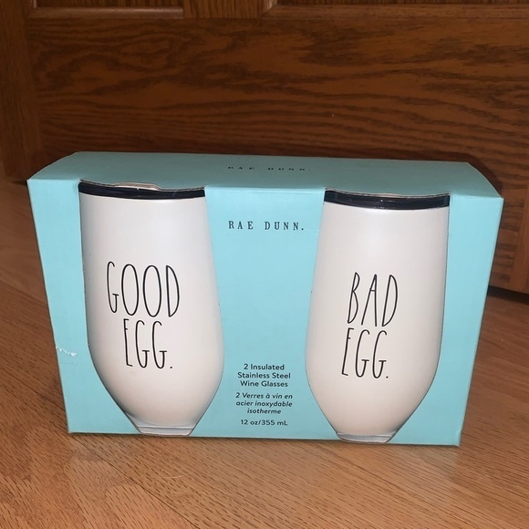 RAE DUNN good egg bad egg wine tumblers - Picture 1 of 3